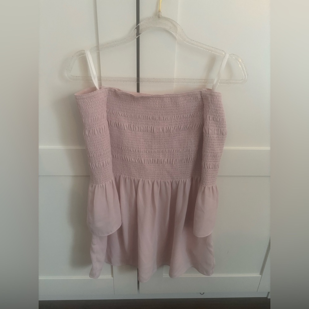 Babaton Blush Smocked Top Off the Shoulder Size Small Aritzia Feminine